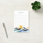 Post-it® Bleu Waves & Happy Whales Notes postales personnal (Bureau)
