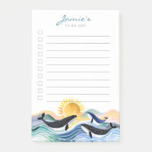 Post-it® Bleu Waves & Happy Whales Notes postales personnal (Devant)