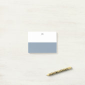 Post-it® Bloc de couleur blanc gris bleu monogramme (Sur un bureau)