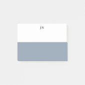 Post-it® Bloc de couleur bleu gris blanc Monogramme (Devant)