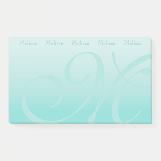 Post-it® Bloc de couleur monogramme Pastel Turquoise (Devant)