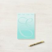Post-it® Bloc de couleur monogramme Pastel Turquoise (Sur un bureau)
