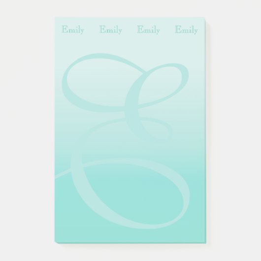 Post-it® Bloc de couleur monogramme Pastel Turquoise (Devant)