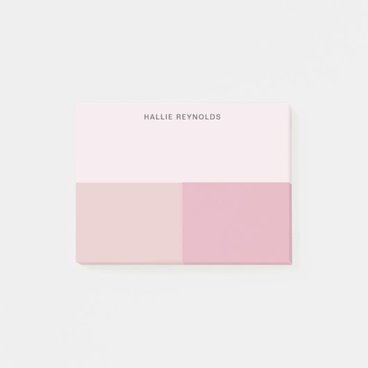 Post-it® Bloc de couleur Monogramme Rose Pâle Pastel (Devant)