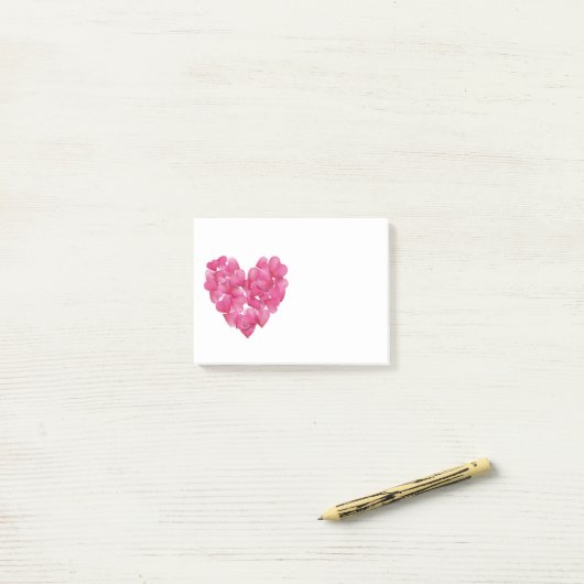 Post-it® Bloc de note de Stickies de coeurs de pétale de (Sur un bureau)