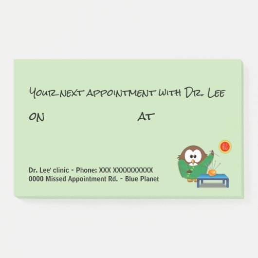 Post-it® Bloc de Post-It-Notes de chouette de docteur chino (Devant)
