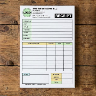 Post-it® (Bloc de reçus de vente avec logo d'entreprise) Re