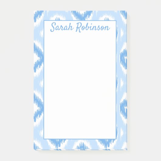 Post-it® Bloc Ikat bleu et blanc Imprimer Personnalisé (Devant)