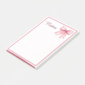 Post-it® Bloc-notes à ruban rose mignon coquette (Incliné)