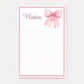 Post-it® Bloc-notes à ruban rose mignon coquette (Devant)