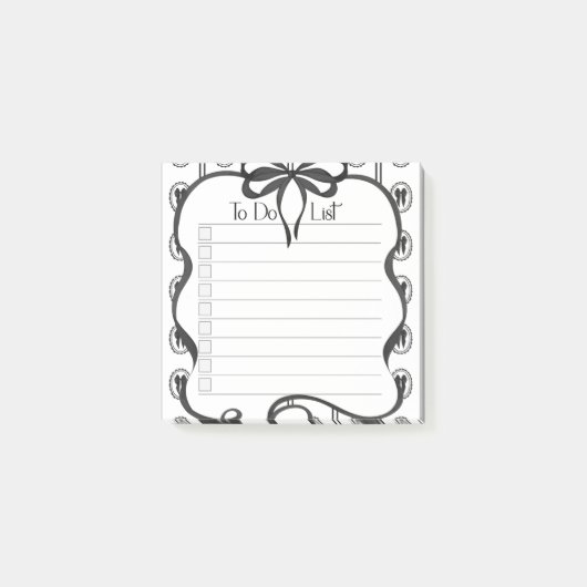 Post-it® Bloc-notes adhésif Checklist nœud papillon noir vi (Devant)