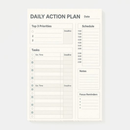 Post-it® Bloc-notes adhésif de plan quotidien (Devant)