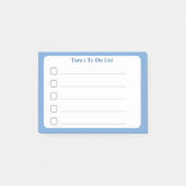 Post-it® Bloc-notes adhésif minimaliste bleu avec nom perso (Devant)