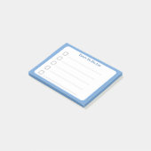 Post-it® Bloc-notes adhésif minimaliste bleu avec nom perso (Incliné)
