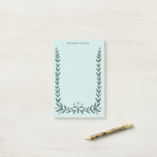 Post-it® Bloc-notes avec un joli cadre floral (Sur un bureau)