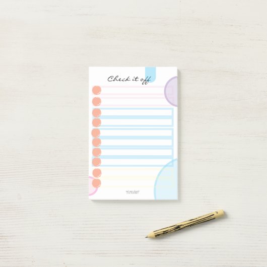 Post-it® Bloc-notes Check it off (Sur un bureau)