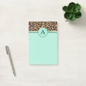 Post-it® Bloc-notes de bureau à monogramme léopard turquois (Bureau)