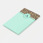 Post-it® Bloc-notes de bureau à monogramme léopard turquois (Incliné)