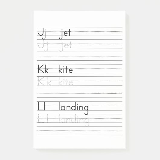 Post-it® Bloc - notes de fiche de travail d'alphabet de (Devant)