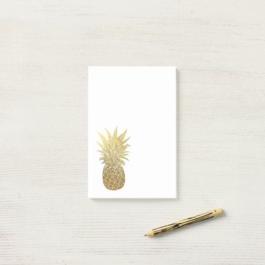 Post-it® Bloc - notes de post-it d'ananas d'or (Sur un bureau)