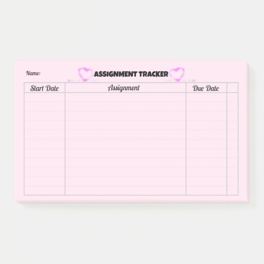 Post-it® Bloc-notes de suivi des affectations (Devant)