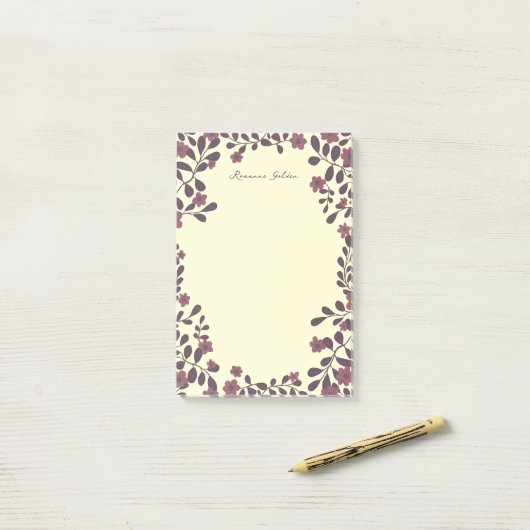 Post-it® Bloc-notes de trames florales de belle automne (Sur un bureau)