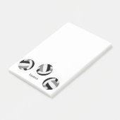 Post-it® bloc-notes de volley-ball gris noir avec nom perso (Incliné)