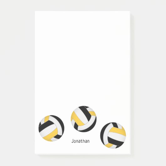 Post-it® bloc-notes en or noir avec son nom (Devant)