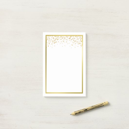 Post-it® Bloc-notes Faux Gold Foil Confetti (Sur un bureau)