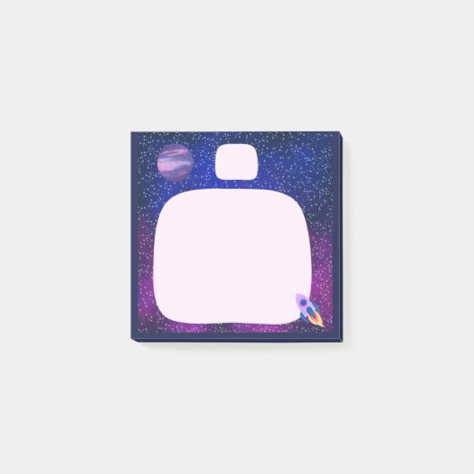 Post-it® Bloc-notes mignon fusée espace galaxie deux sectio (Devant)