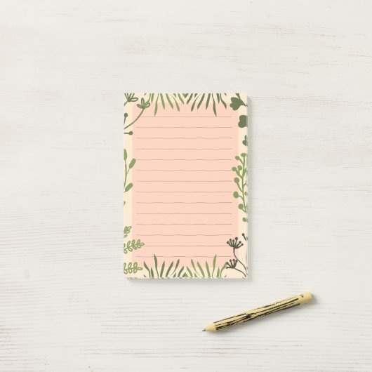 Post-it® Bloc-notes minimal Plante Boho vert Sage (Sur un bureau)