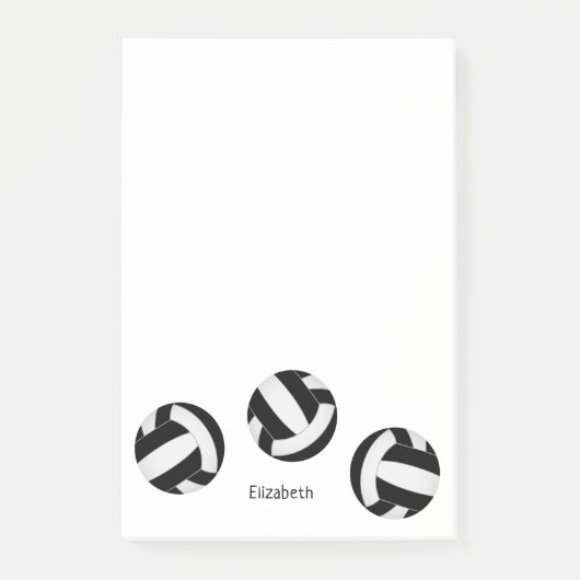 Post-it® bloc-notes noir volleyballs avec nom de l'athlète (Devant)