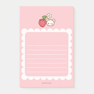 Post-it® Bloc-notes Ourson Rose à Bordure en Coquille Straw