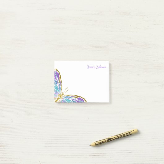 Post-it® Bloc-notes Papillon personnalisé (Sur un bureau)