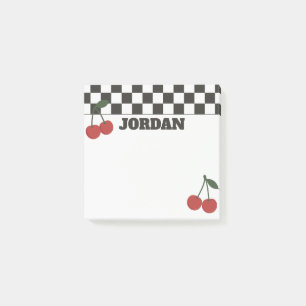 Post-it® Bloc-notes personnalisé à carreaux et cerises tend