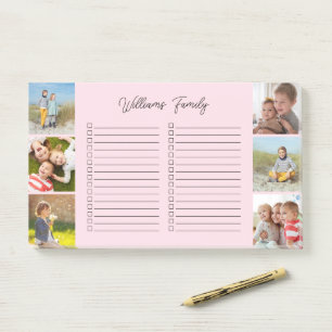Post-it® Bloc-notes personnalisé avec 6 photos et nom de fa