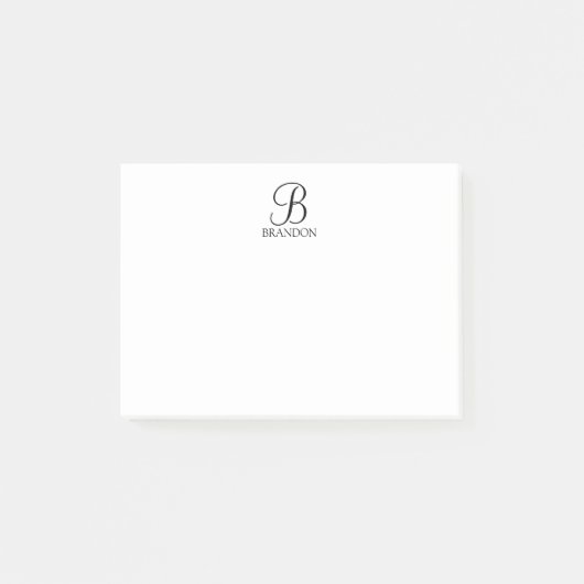 Post-it® Bloc-notes personnalisé avec monogramme et nom en  (Devant)