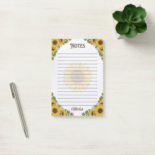Post-it® Bloc-notes personnalisé avec tournesols (Bureau)