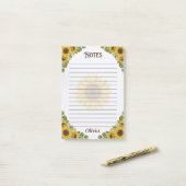 Post-it® Bloc-notes personnalisé avec tournesols (Sur un bureau)