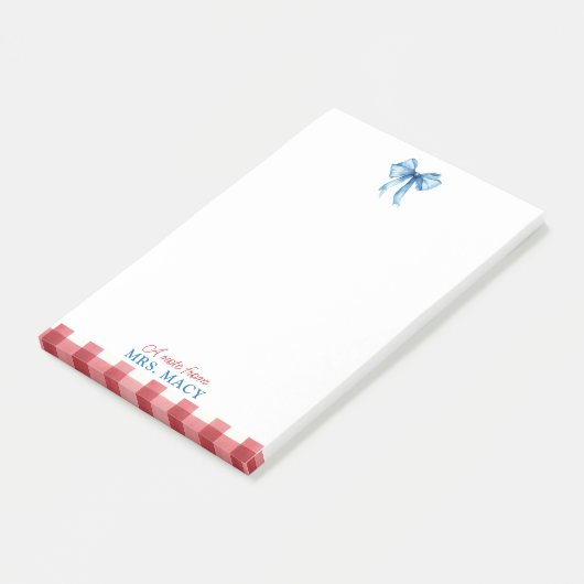 Post-it® Bloc-notes personnalisé enseignant aquarelle bleu  (Incliné)
