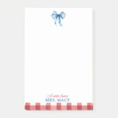 Post-it® Bloc-notes personnalisé enseignant aquarelle bleu (Devant)