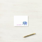 Post-it® Bloc-notes personnalisé Funny Blue Floral Elephant (Sur un bureau)