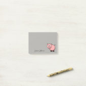 Post-it® Bloc-notes personnalisé Funny Fat Pink Pig (Sur un bureau)