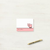 Post-it® Bloc-notes personnalisé Funny Fat Pink Pig (Sur un bureau)