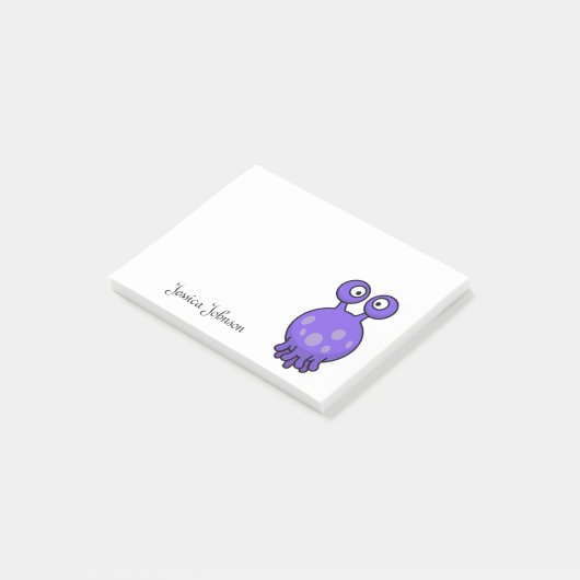 Post-it® Bloc-notes personnalisé Funny mignon violet Alien (Incliné)
