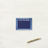 Post-it® Bloc-notes personnalisé Look Blue Denim (Sur un bureau)