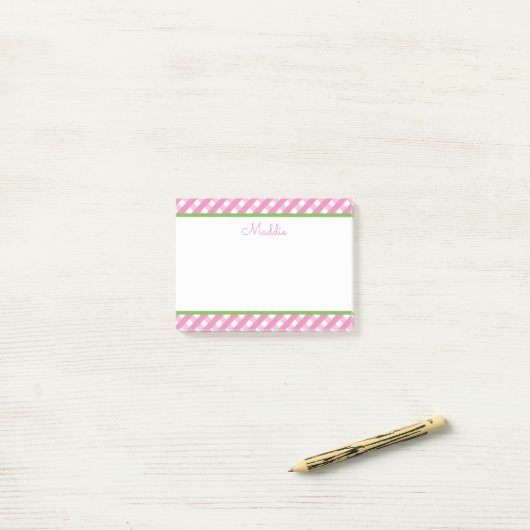 Post-it® Bloc-notes Post-it personnalisé En vichy mignon (Sur un bureau)