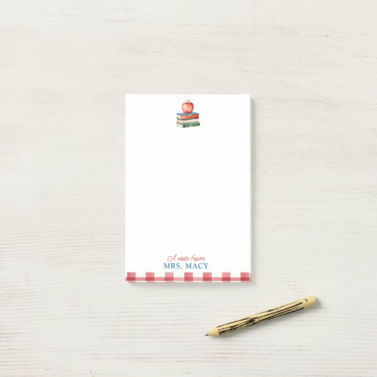 Post-it® Bloc-notes pour enseignant personnalisé mignon App (Sur un bureau)