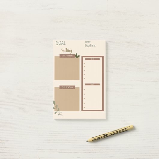 Post-it® Bloc-notes pour la définition des objectifs (Sur un bureau)