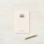 Post-it® Bloc-notes rose de machine à écrire rétro (Sur un bureau)